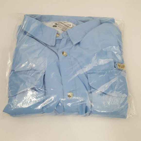 Men’s Columbia PFG Short Sleeve Shirt Button Down Fishing Vented Blue Size XL - Picture 12 of 12